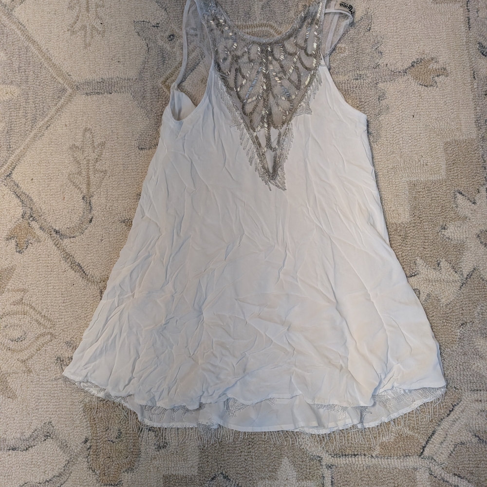 Show Me Your MuMu White Mini Dress with Silver Accents